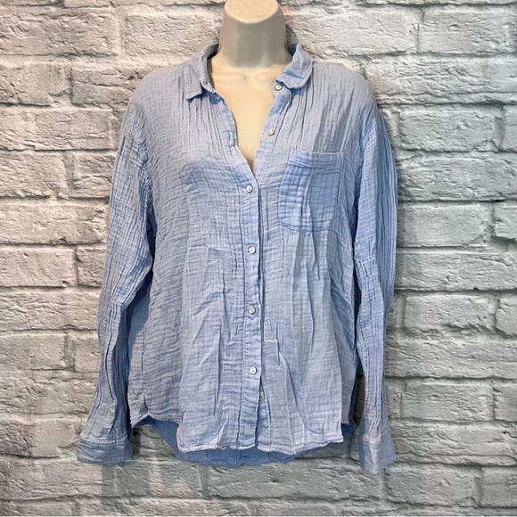 Rails Women’s L Ellis Bluebell Cotton Gauze Long Sleeve Button Up Blouse - Picture 4 of 13